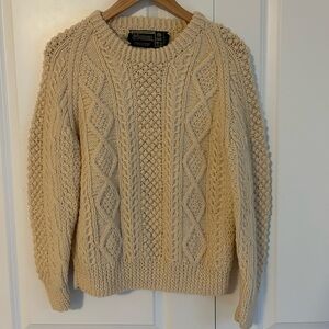Cornel Ireland Irish fisherman chunky hand knit sweater Ivory natural sz M
